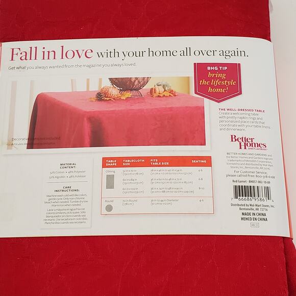 Better Homes Oval Tablecloth Red Damask 60x84 Christmas Holiday Winter New - Picture 7 of 10